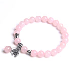 Rosenquarz Perlenarmband mit Elefantenanhänger