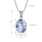 Aquamarin Kette aus 925er Silber mit hellblauem ovalem Solitäranhänger