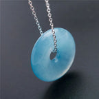 Aquamarin Kette aus 925er Silber mit rundem Donut-Anhänger