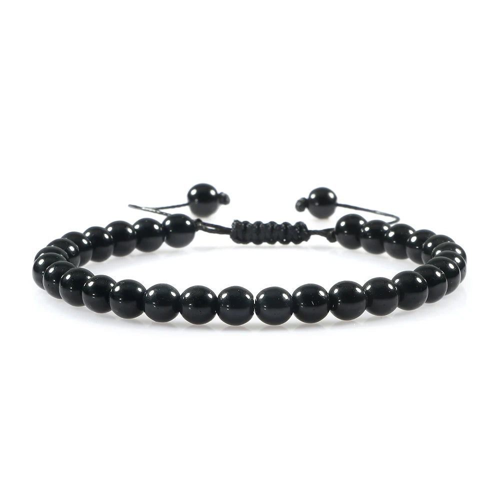 Onyx Armband mit glänzenden Perlen und Schiebeverschluss