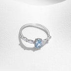 Aquamarin Look Ring aus 925er Silber mit ovalem Stein