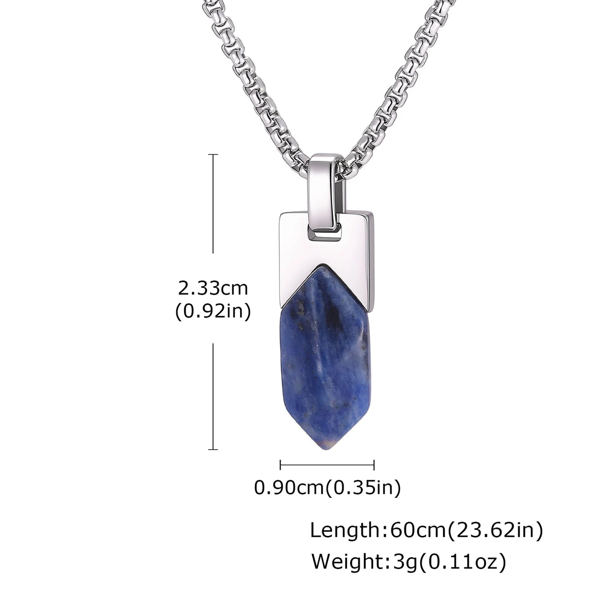 Lapislazuli Kette Silber mit sechseckiger Steinspitze