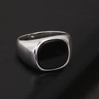 Onyx Siegelring aus 925er Silber mit eckigem Cabochon
