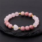 Rosenquarz Rhodochrosit Armband mit Herzstein