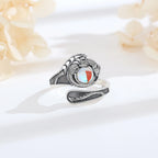 Echter Mondstein Ring aus 925er Silber mit Drachenmotiv