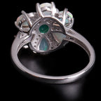 Opal Ring aus 925er Silber mit Smaragd und sechs tropfenförmigen Opalen