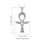 Mondstein Kette aus 925er Silber mit Ankh- und Skarabäusanhänger