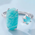 Offener Aquamarin Ring mit zwei unterschiedlich großen Steinen