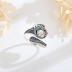 Echter Mondstein Ring aus 925er Silber mit Drachenmotiv