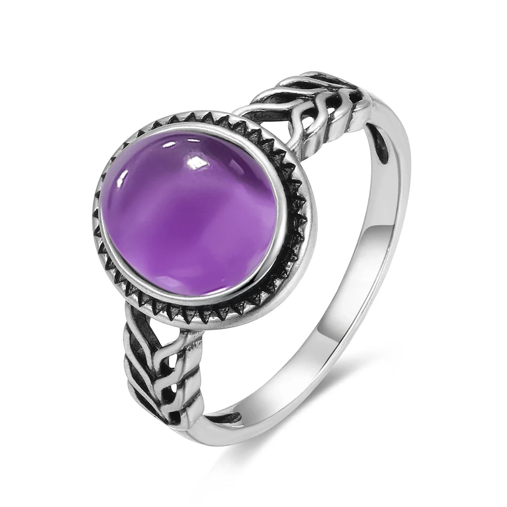 Amethyst Ring aus 925er Silber mit Zackenrahmen