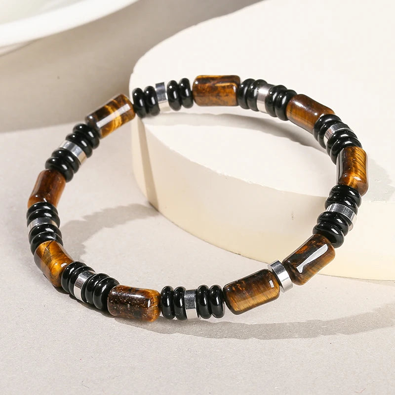 Feines Tigerauge Armband mit Zylinderperlen
