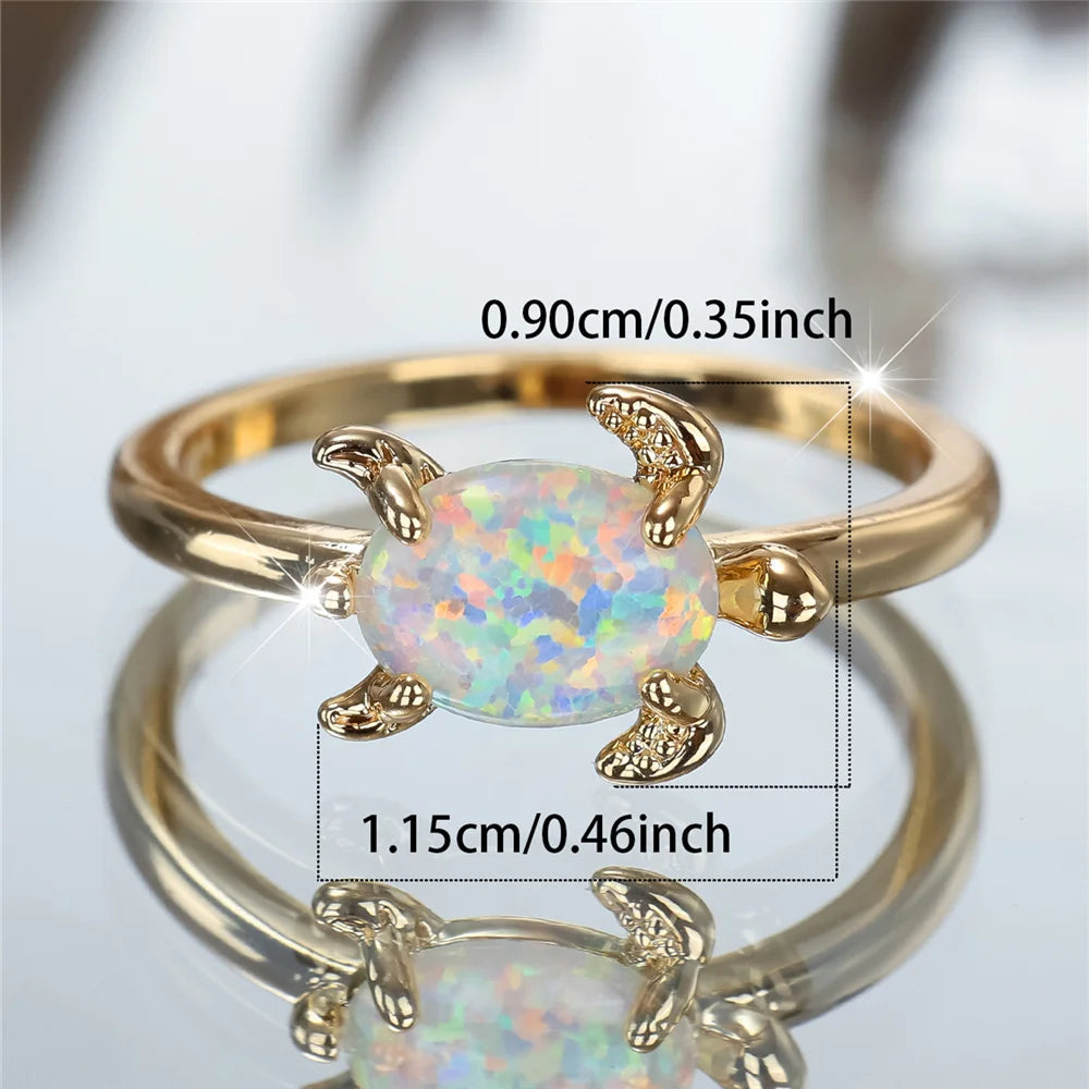 Opal Ring mit Schildkrötenmotiv