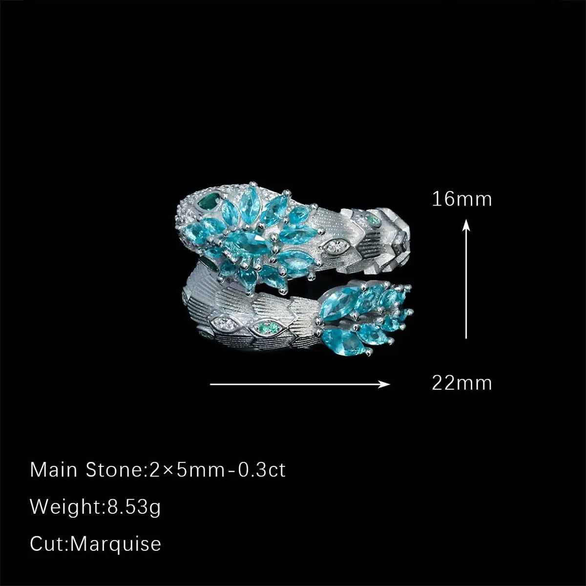 Aquamarin Ring Silber aus 925er Silber mit floralem Mehrstein-Design