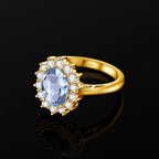 Aquamarin Ring aus 925er Silber in Goldoptik mit rundem Stein