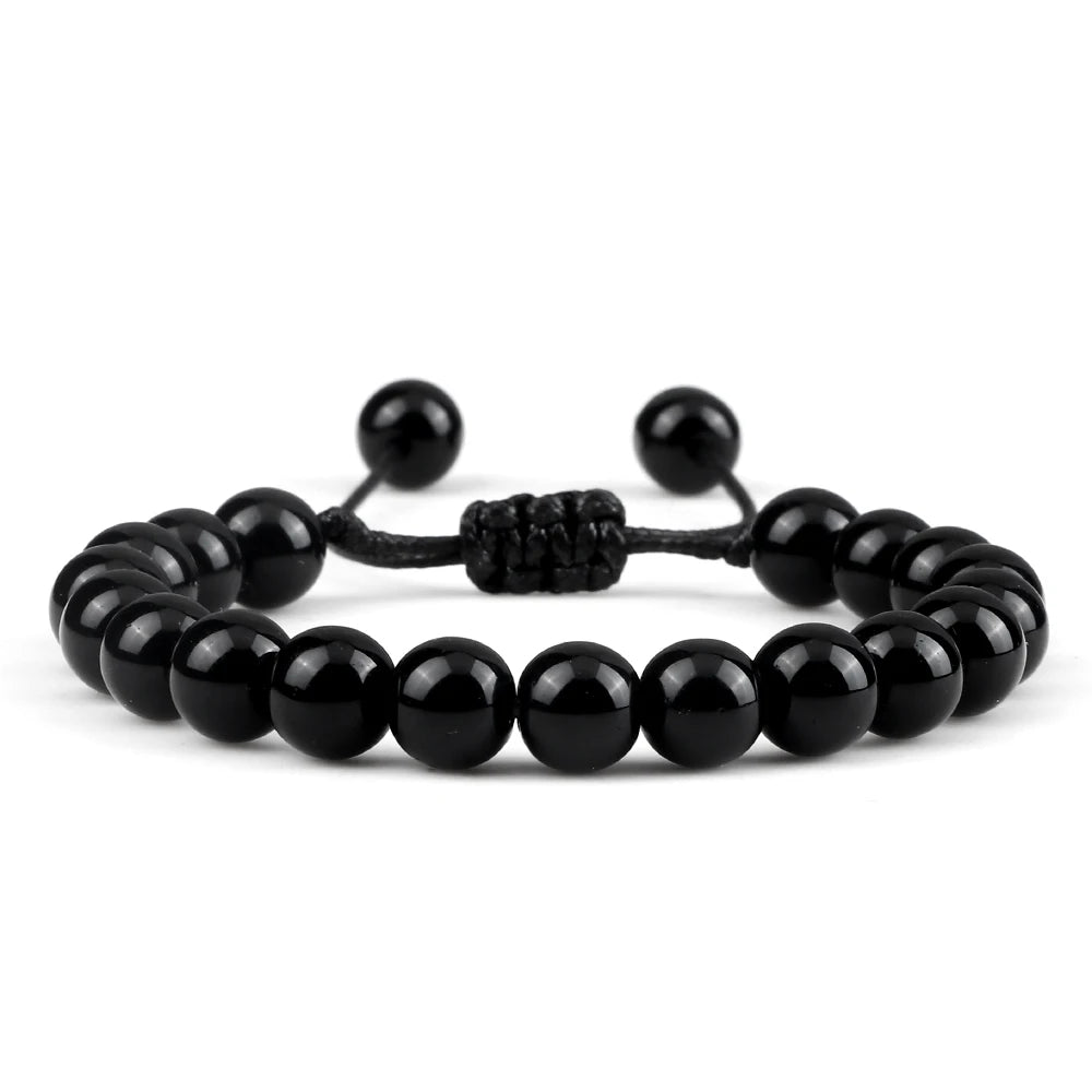 Onyx Armband mit glänzenden Perlen und Schiebeverschluss