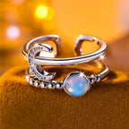 Verstellbarer Mondstein Ring mit Mondsichel