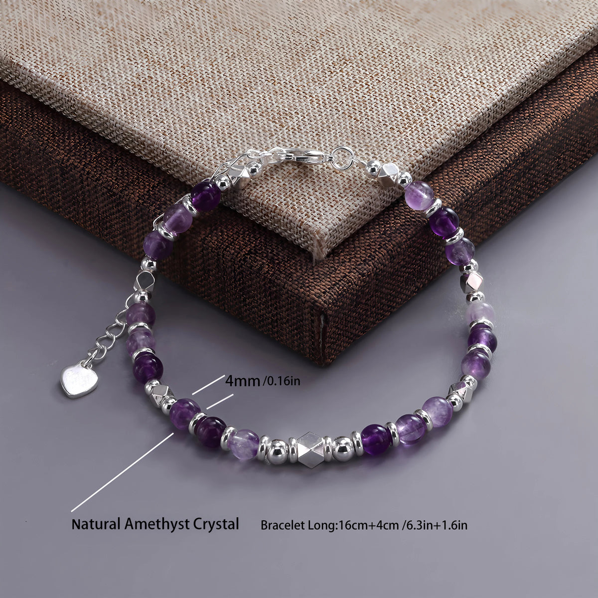 Feines Amethyst Armband mit Herzanhänger
