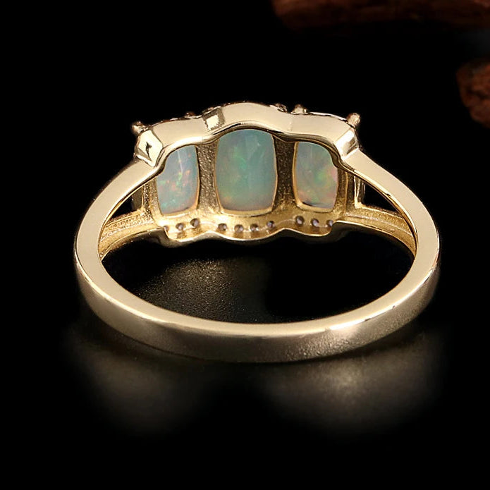 Opal Ring aus 925er Silber mit drei rechteckigen Steinen