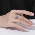 Ring mit Aquamarin aus 925er Silber mit ovalem Solitärstein