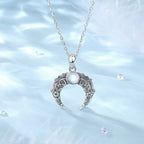 Mondstein Kette aus 925er Silber mit verzierter Mondsichel