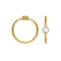 14K vergoldeter Opal Ring mit runder Zargenfassung