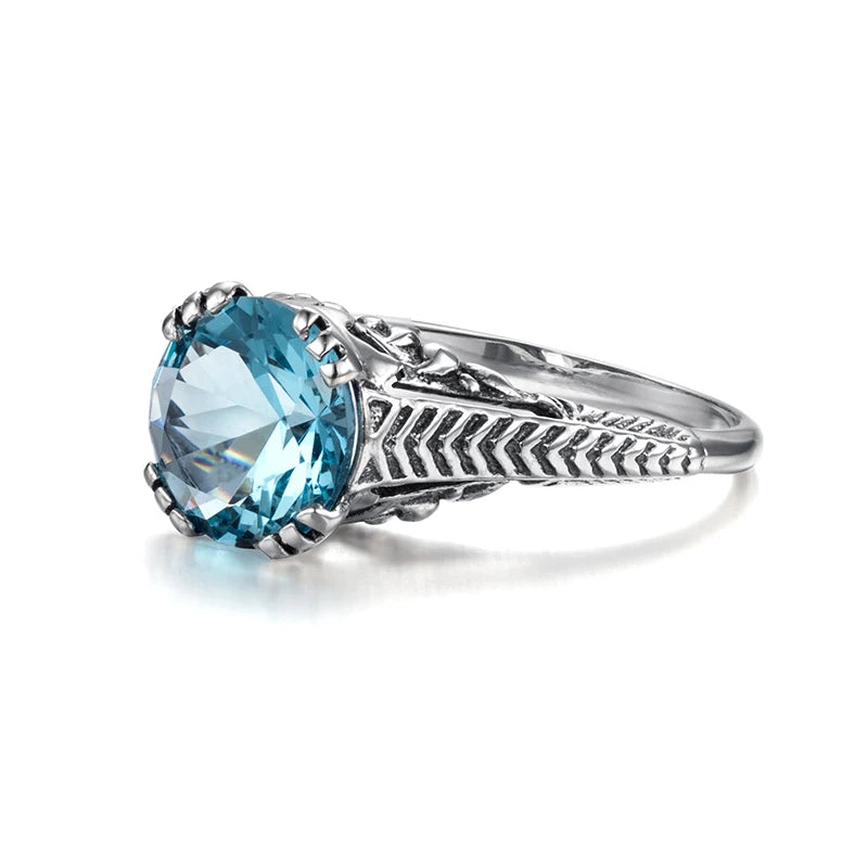Vintage Aquamarin Ring mit ovalem Stein und Zackenfassung