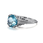 Vintage Aquamarin Ring mit ovalem Stein und Zackenfassung