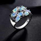 Opal Ring aus 925er Silber mit Spinell und Tropfensteinen