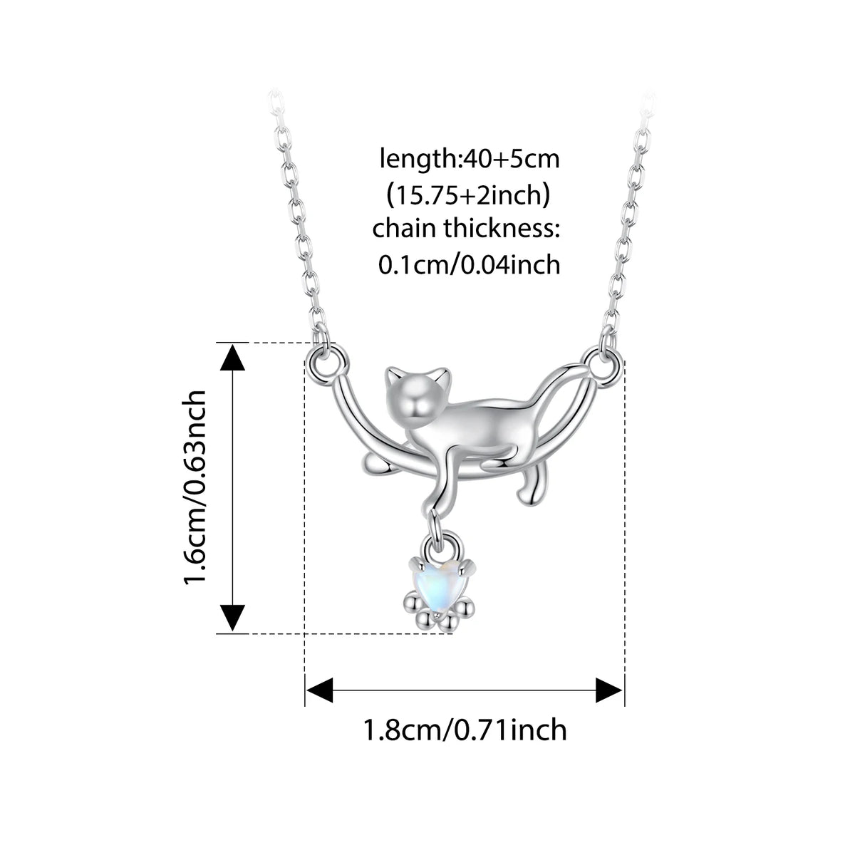 Mondstein Kette aus 925er Silber mit Katzenmotiv