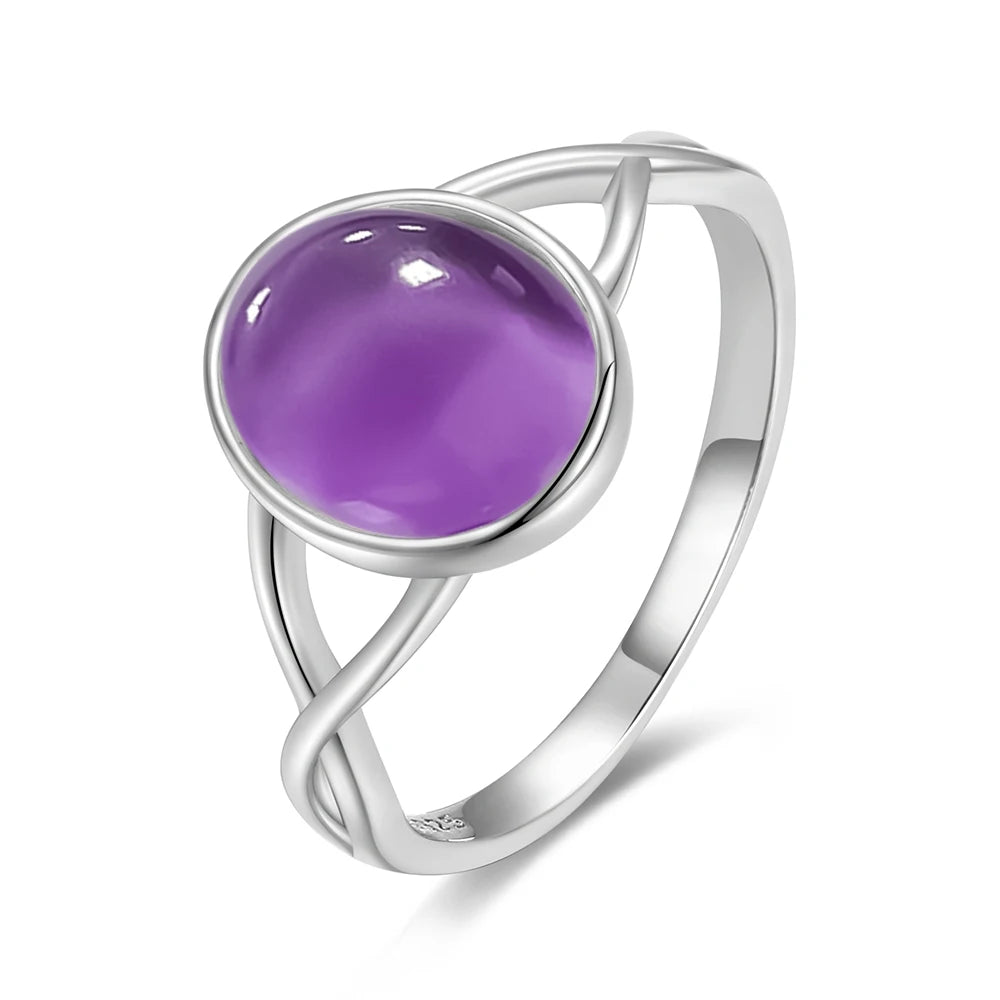 Minimalistischer Amethyst Ring aus 925er Silber mit gekreuzter Ringschiene