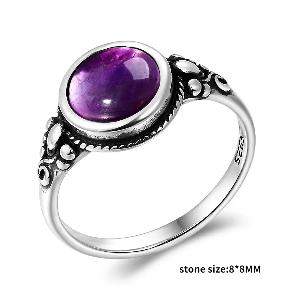 Amethyst Ring aus 925er Silber mit kleinen Blüten
