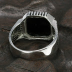 Onyx Siegelring aus 925er Silber mit Pavé-Schultern