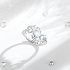 Mondstein Ring aus 925er Silber mit Blätterranken