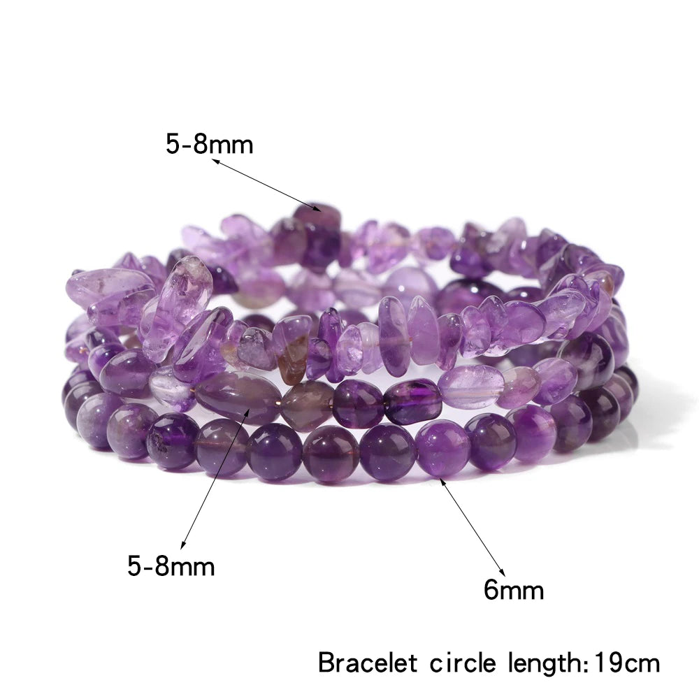 Mehrreihiges Amethyst Armband mit Splittersteinen und Perlen