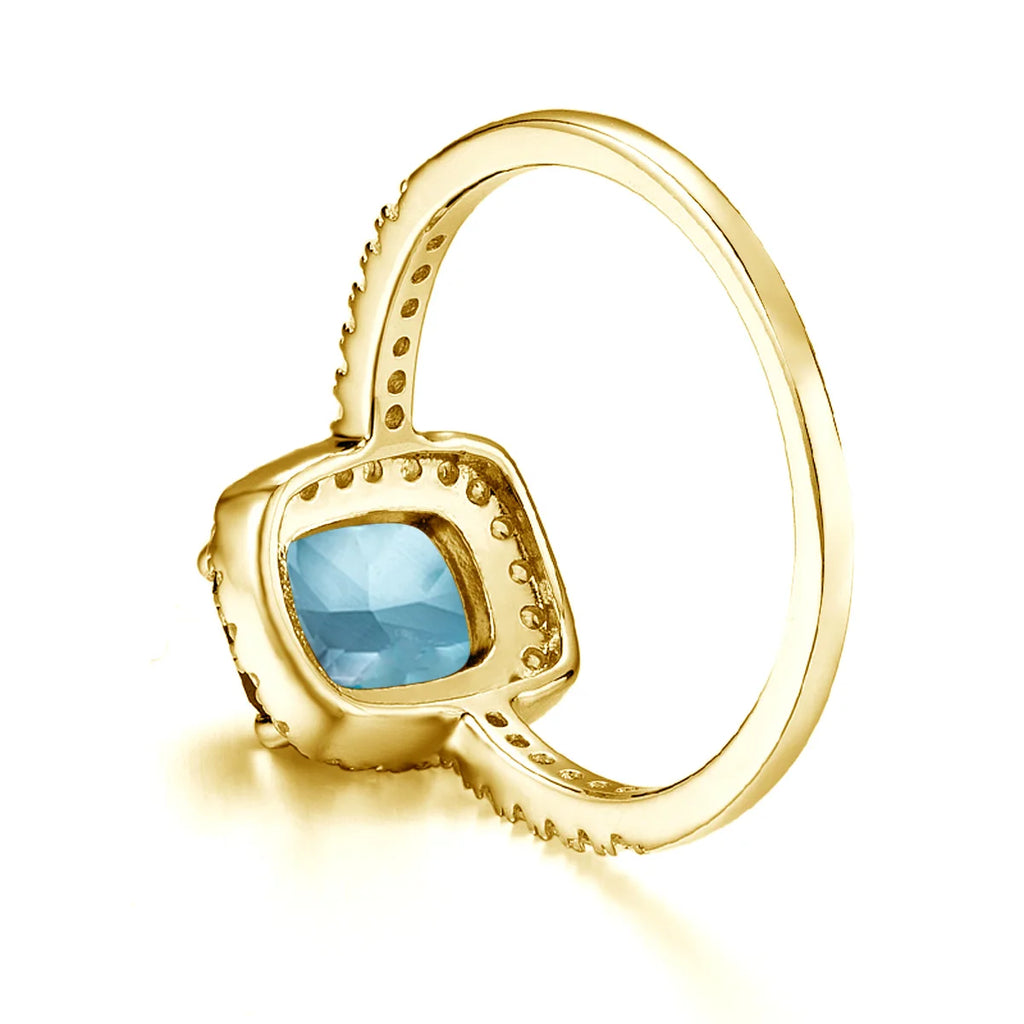 Gold Aquamarin Ring mit rechteckigem Stein