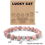 Amethyst Perlenarmband mit Katzenmotiv
