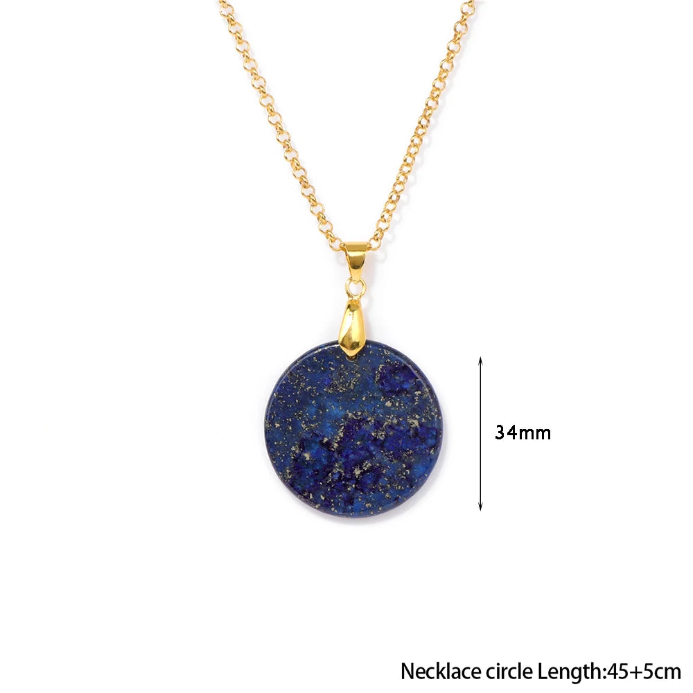Lapislazuli Anhänger Gold mit rundem Edelstein an Gliederkette