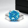 Aquamarin Ring Silber aus 925er Silber mit großem quadratischem Stein und geteilter Ringschiene