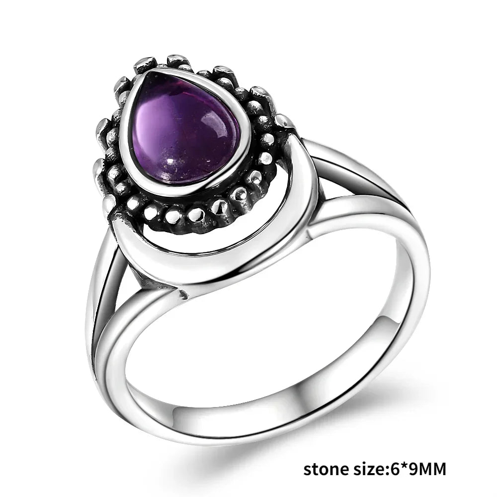 Amethyst Ring aus 925er Silber mit Mondsichel
