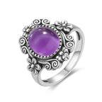 Floraler Amethyst Ring aus 925er Silber mit Spiralornamenten