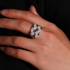 Opal Ring aus 925er Silber mit Spinell und Tropfensteinen