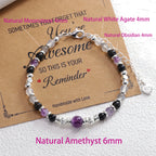 Amethyst Armband mit Obsidian und zentraler Kugel