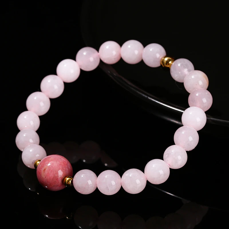 Rosenquarz Rhodonit Armband mit Mittelperle