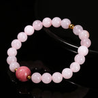 Rosenquarz Rhodonit Armband mit Mittelperle