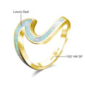 14K vergoldeter Opal Ring im Wellen-Design