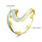 14K vergoldeter Opal Ring im Wellen-Design