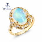 Opal Ring aus 925er Silber und Gold mit großem ovalem Stein