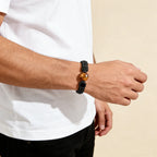 Tigerauge Lederarmband mit großer Kugel