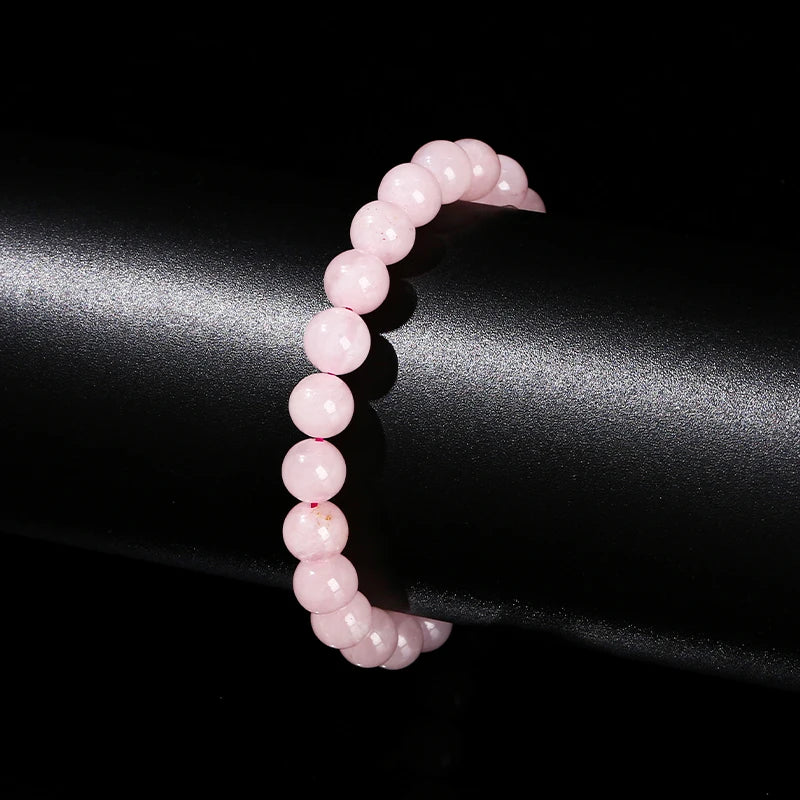 Rosenquarz Perlenarmband mit großen Rundperlen