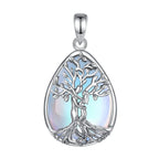 Mondstein Kette aus 925er Silber mit Lebensbaum und Paarmotiv
